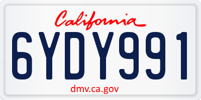 CA license plate 6YDY991