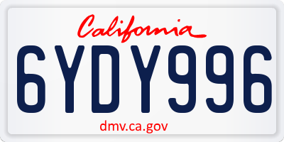 CA license plate 6YDY996