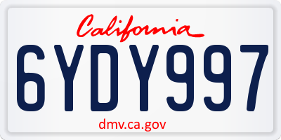 CA license plate 6YDY997