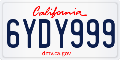 CA license plate 6YDY999