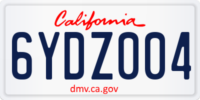 CA license plate 6YDZ004