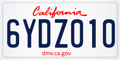 CA license plate 6YDZ010