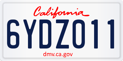 CA license plate 6YDZ011