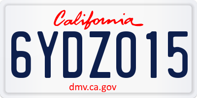 CA license plate 6YDZ015