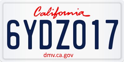 CA license plate 6YDZ017