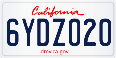 CA license plate 6YDZ020