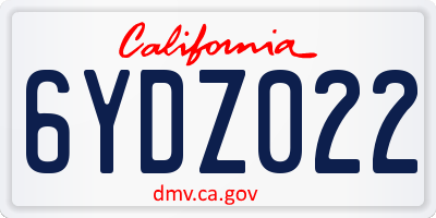 CA license plate 6YDZ022