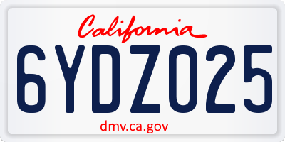 CA license plate 6YDZ025