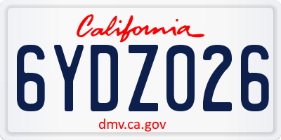 CA license plate 6YDZ026