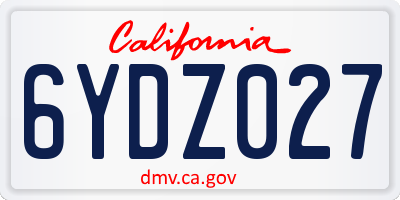 CA license plate 6YDZ027