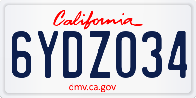 CA license plate 6YDZ034