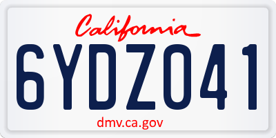 CA license plate 6YDZ041