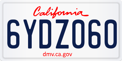 CA license plate 6YDZ060