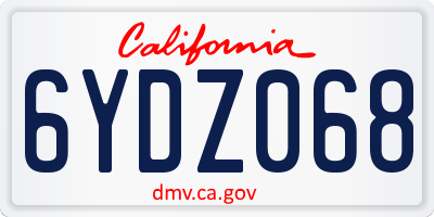 CA license plate 6YDZ068