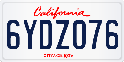 CA license plate 6YDZ076