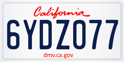 CA license plate 6YDZ077