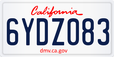 CA license plate 6YDZ083