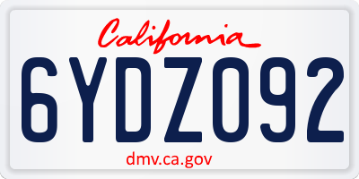 CA license plate 6YDZ092