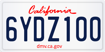 CA license plate 6YDZ100