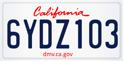 CA license plate 6YDZ103