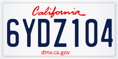CA license plate 6YDZ104