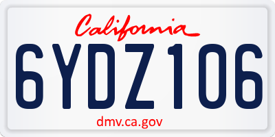 CA license plate 6YDZ106