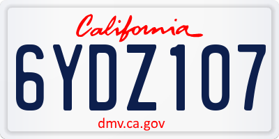 CA license plate 6YDZ107
