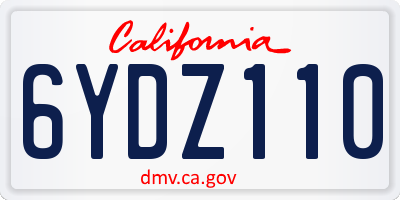 CA license plate 6YDZ110