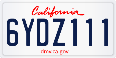 CA license plate 6YDZ111