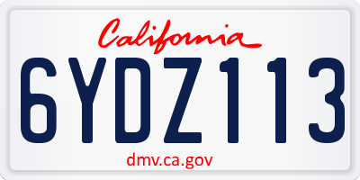 CA license plate 6YDZ113
