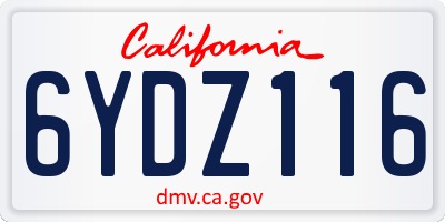 CA license plate 6YDZ116