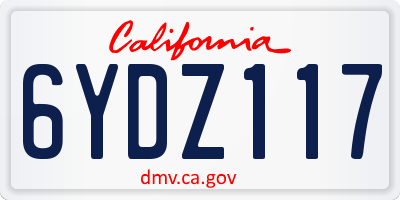 CA license plate 6YDZ117