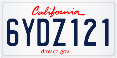CA license plate 6YDZ121