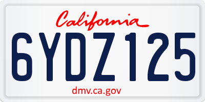CA license plate 6YDZ125