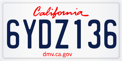CA license plate 6YDZ136