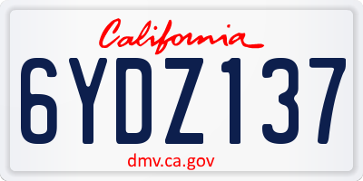 CA license plate 6YDZ137