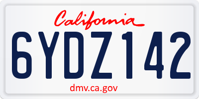 CA license plate 6YDZ142