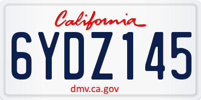 CA license plate 6YDZ145