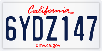 CA license plate 6YDZ147