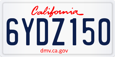 CA license plate 6YDZ150