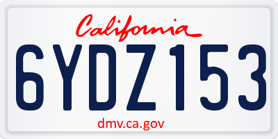 CA license plate 6YDZ153