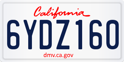 CA license plate 6YDZ160