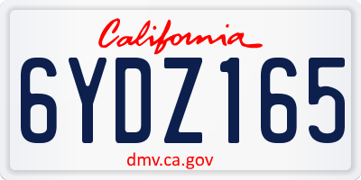 CA license plate 6YDZ165