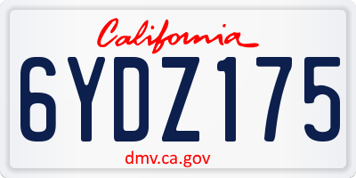 CA license plate 6YDZ175