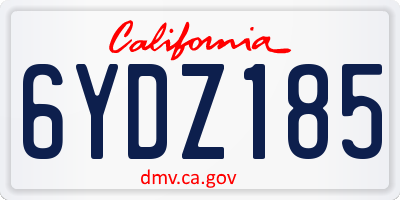 CA license plate 6YDZ185