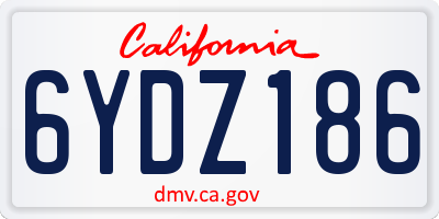 CA license plate 6YDZ186