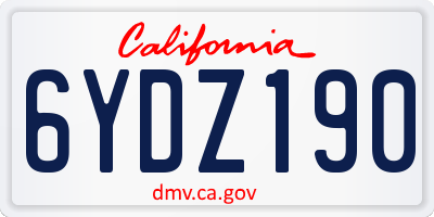 CA license plate 6YDZ190