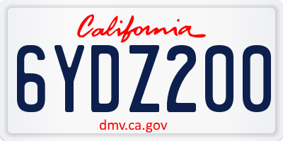 CA license plate 6YDZ200