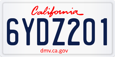 CA license plate 6YDZ201
