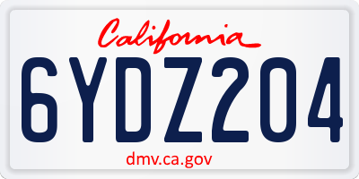 CA license plate 6YDZ204
